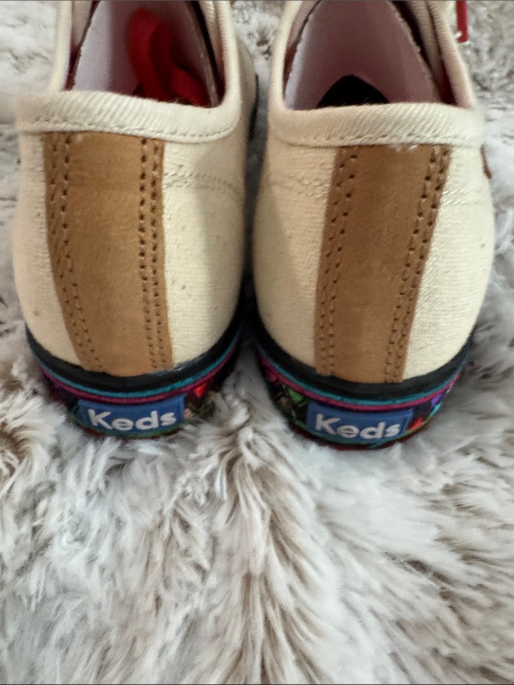 Keds Natural Canvas Sneakers with Multicolor Tribal Trim and additional lacesNWT - Picture 6 of 6